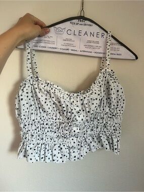 J.Crew Polka Dot Smocked White Crop Top Size XS